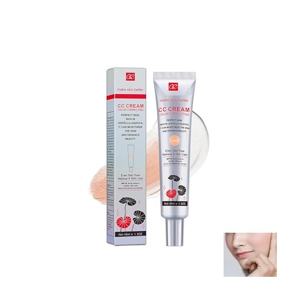 Base de Maquillage CC Cream,CC Crème à la Centella Asiatica,Maquillage et Soin Illuminateur de Teint Haute Définition pour Vi