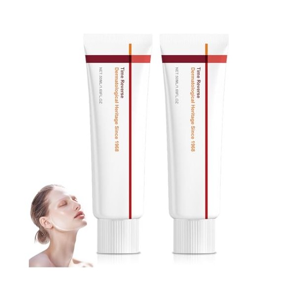 2 Pièces Crème Time Reverse, Creme Anti Rides Femme Centella Creme Hydratante & Hyaluronic Acid, Crème raffermissante pour pe