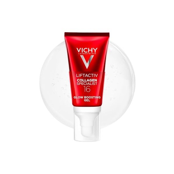 Vichy, LiftActiv, Glow Boosting Gel, Gel Visage Booster de Collagènes, Soin Hydratant et Repulpant, Gel Éclat Anti-Âge et Ant