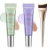 KAFZEL 2 Pièces Crème teintée visage - CC Crème à la Centella Asiatica - 15 ml x 2 - Correctrice, avec 1 pinceau fond de tein
