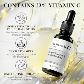 23% Vitamine C Serum Visage, Sérum Vitamine C avec vitamine e et Acide Hyaluronique, Serum Hydratant Visage, Améliore la Peau