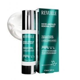 REVUELE Microneedling Renewal Shot – Crème Visage Régénérant avec Micro-Aiguilles Naturelles et Centella Asiatica, Inspiré du
