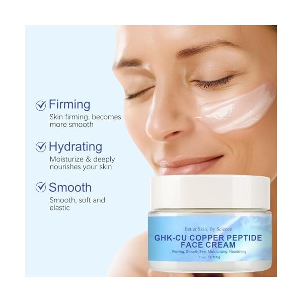 GHK-CU Crème pour le visage au peptide cuivre - Crème anti-âge aux peptides GHK-CU - Crème hydratante et raffermissante - Réd