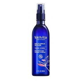 Melvita - Eau Florale de Rose Visage - Tonique Hydratant et Rafraîchissant pour Compléter le Démaquillage - Flacon Pompe 200 ...