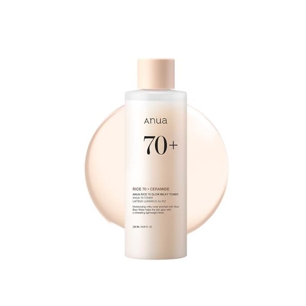 Anua Rice 70 Glow Toner – Lotion Tonique Hydratante Visage, Éclat à l’Eau de Riz, Niacinamide & Céramides, Peau Sèche & Sensi