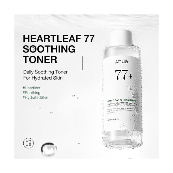 Anua Heartleaf 77% Toner Visage – Lotion Tonique Apaisante et Hydratante pour Peau Sensible, Rougeurs & Barrière Cutanée, Ski