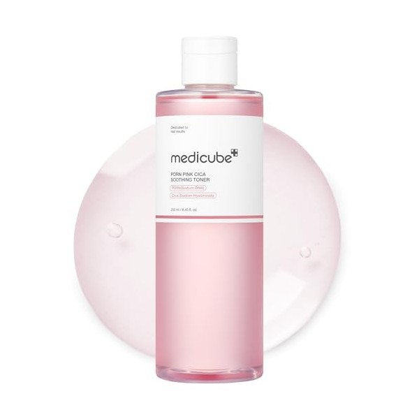 medicube El Tónico Calmante Salmon Dna Pdrn Pink Cica Es Rosado Que Estimula, Calma La Piel 250 Ml/ 8,45 Onzas Líquidas Oz