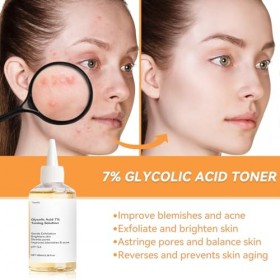 Acide Glycolique 7% Toning Solution, Convient à Tous les Types de Peau, Tonique Hydratant, Tonique Skincare Glycolic Acid, Ex