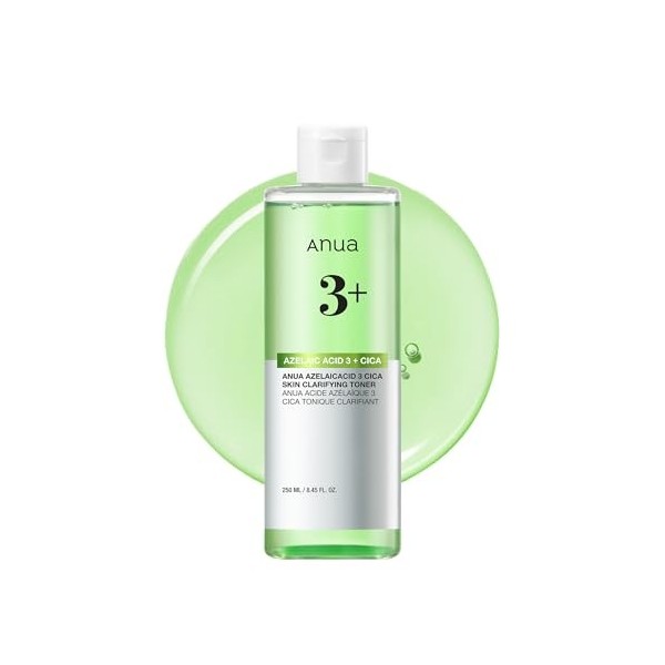 Anua Azelaic Acid 3 CICA Skin Claryfing Toner, Soothing & Clear Care, with Salicylic Acid & Azelaic Acid, Sebum & Spot Care,