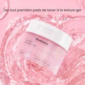 Biodance Tampons de toner en gel au collagène, minimiseur de pores pour le visage, améliore lélasticité, exfoliant en douceu