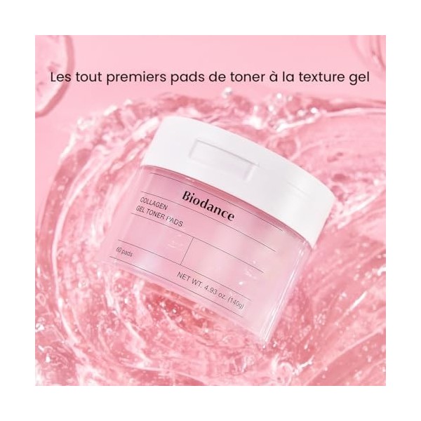 Biodance Tampons de toner en gel au collagène, minimiseur de pores pour le visage, améliore lélasticité, exfoliant en douceu