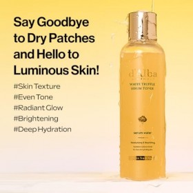 dAlba Piedmont Toner à la Truffe Blanche, Sérum Hydratant, Glass Skin avec double vitamine pour le soin de la peau, hydratan ...