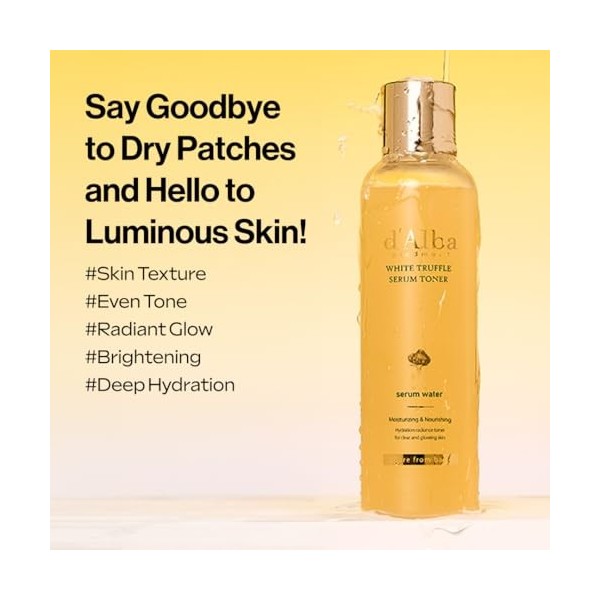 dAlba Piedmont Toner à la Truffe Blanche, Sérum Hydratant, Glass Skin avec double vitamine pour le soin de la peau, hydratan ...