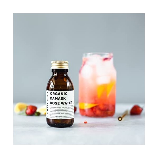 Eau de Rose 100% Bio 100 ml - Distillée à partir de Rose de Damas - Hydrolat de Rose de Qualité Alimentaire Supérieure - Apai