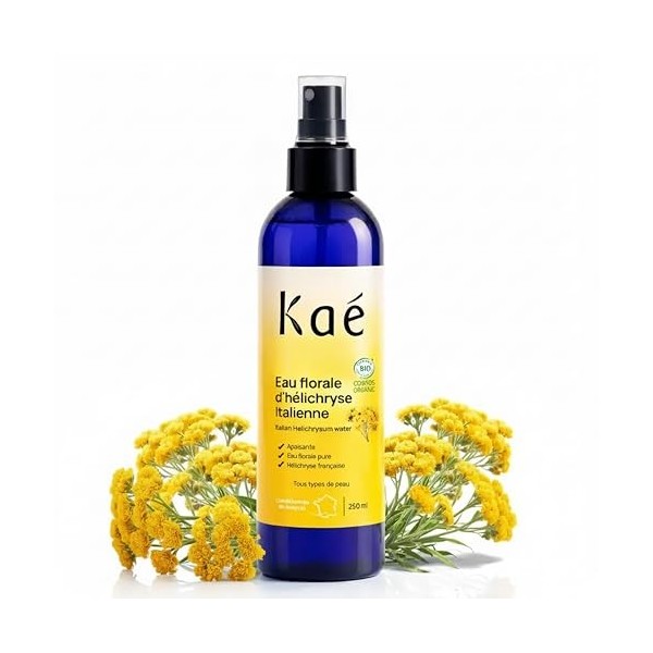 KAÉ Eau Florale de Bleuet Bio 98,8% Naturelle - Démaquillant Yeux Sensibles - Lotion Tonique Visage Apaisante - Décongestionn...
