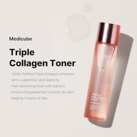 Medicube TRIPLE COLLAGEN TONER 4.0, 140 ml – Toner facial avec effet hydratant et raffermissant