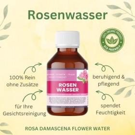 Eau de Rose Bio 250ml - 100% Pure Rose Damascena Hydrolat pour Visage, Cheveux & DIY Cosmétique - Organic Rose Water - Nakobe