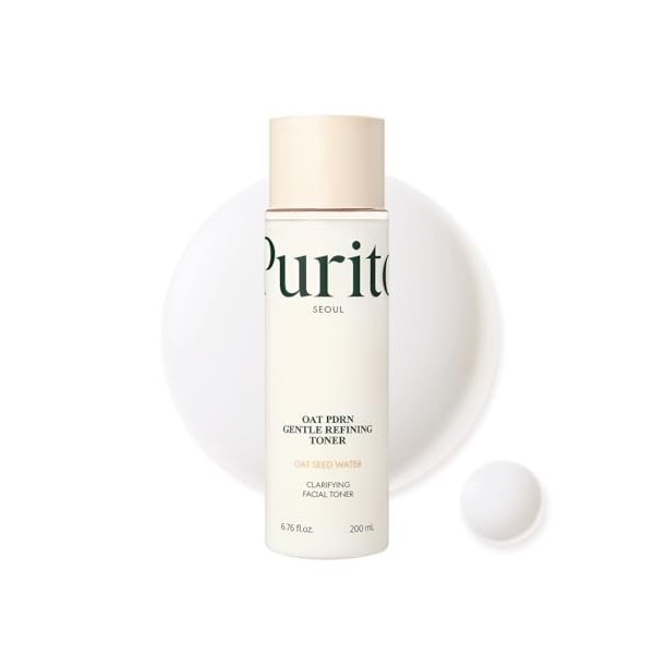 PURITO Oat PDRN Gentle Refining Toner 200 mL 6.76 fl.oz, Korean Oat Exfoliating Toner 99% Pure Oat PDRN, Hydrating & Clarifyi