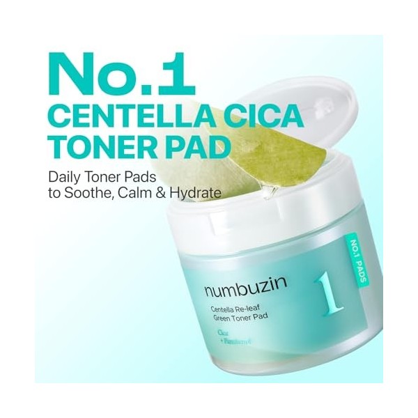 Centella Re-Leaf Green Centella Toner pads | Numbuzin 70 pads, 190 ml