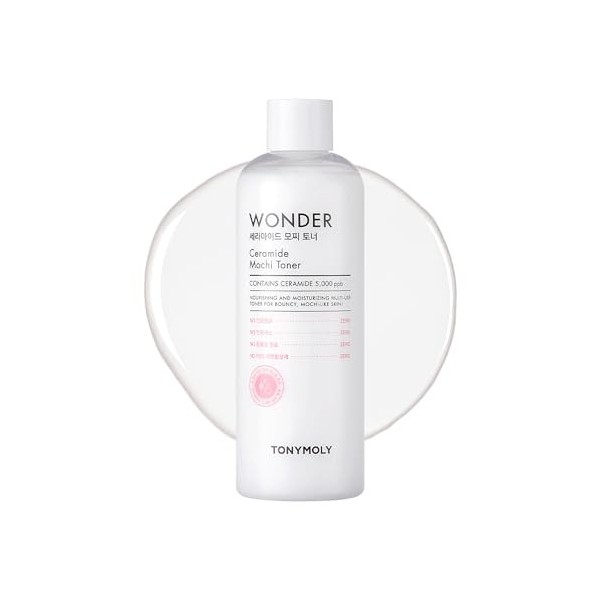 TONYMOLY Wonder Ceramide Mochi Toner, 500ml - Grand Format, Soin Coréen, Texture Lactée Hydratante & Fortifiante, Effet Peau 
