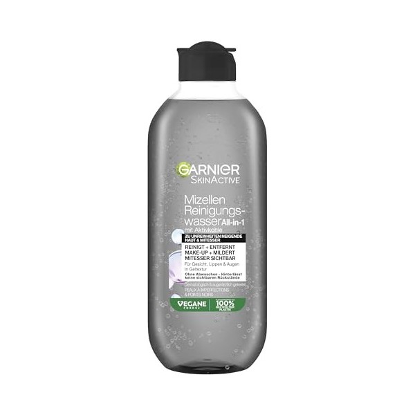Garnier SkinActive - Eau micellaire nettoyante pour un nettoyage en douceur et un démaquillage en douceur - Lotion apaisante ...