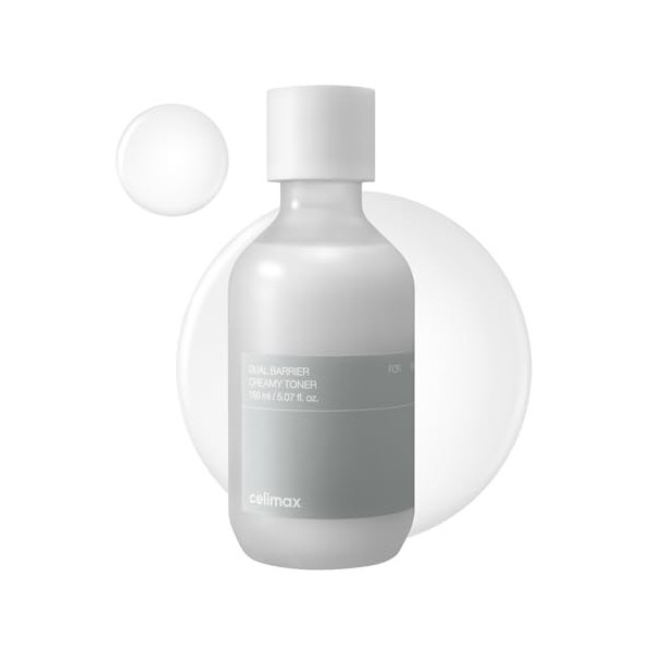 celimax Lotion Tonique Crémeuse Double Barrière Aux Céramides Et Peptides, Sans Huile Ni Alcool, Astringente Pour Le Visage, 