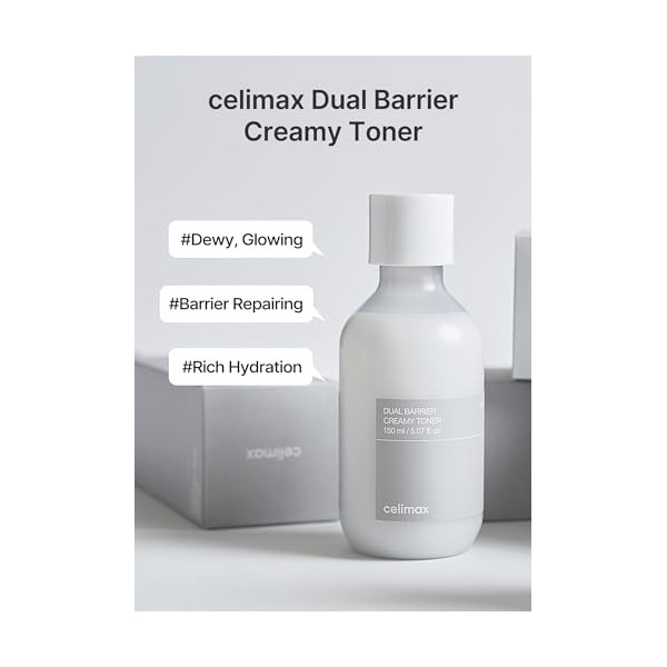 celimax Lotion Tonique Crémeuse Double Barrière Aux Céramides Et Peptides, Sans Huile Ni Alcool, Astringente Pour Le Visage, 
