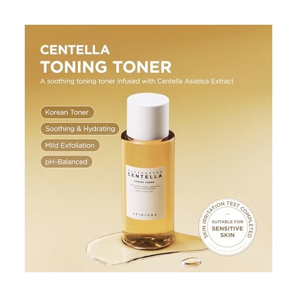 SKIN1004 Centella Asiatica Toning Toner 13,52 fl. oz 400 ml | Extrait de Centella 84 % | Solution quotidienne de soin de la