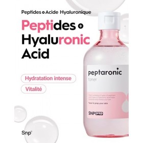 SNP Prep Peptaronic Toner - Tonique facial coréen avec 6 peptides et 5 types dacide hyaluronique – Hydratation anti-âge pour
