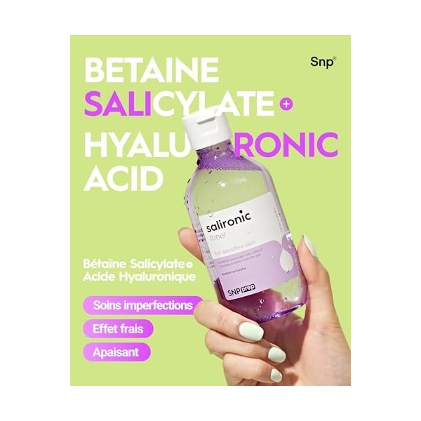 SNP Prep Salironic Toner – Tonique pour le visage de type aqueux coréen avec BHA, Houttuynia Cordata, Camomille, Squalane et ...