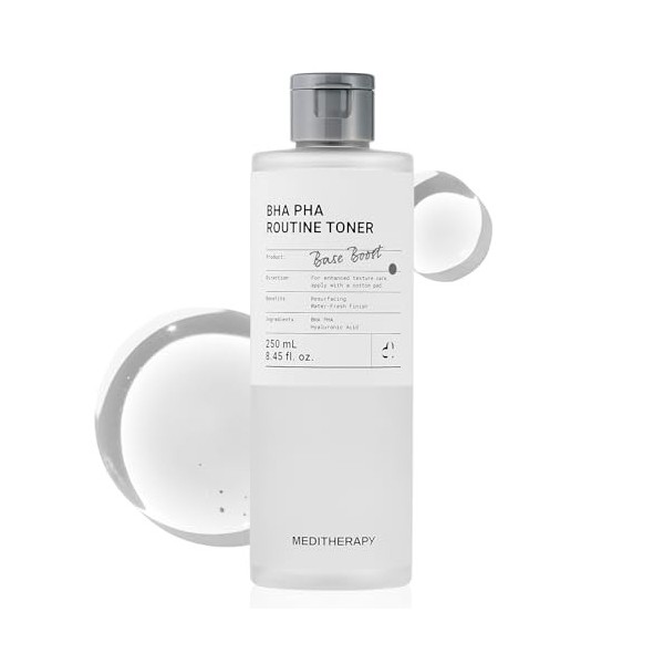 MEDITHERAPY Lotion Tonique Bha Pha Routine, Exfoliation Douce Quotidienne Avec 2% De Pha Et 0,49% De Bha, 250 Ml 1 Flacon T