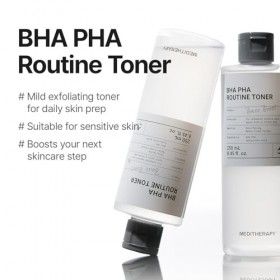 MEDITHERAPY Lotion Tonique Bha Pha Routine, Exfoliation Douce Quotidienne Avec 2% De Pha Et 0,49% De Bha, 250 Ml 1 Flacon T