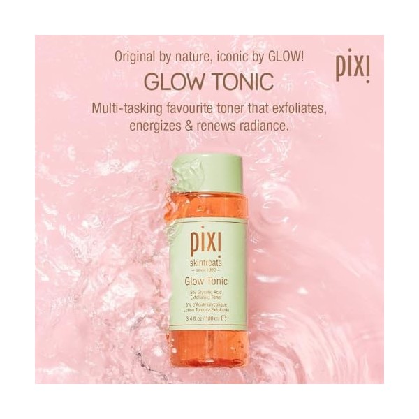 Pixi Beauty Glow Tonic | Lotion Tonique Visage à l’Acide Glycolique, à l’Aloe Vera et au Ginseng | Exfolie Doucement pour une...