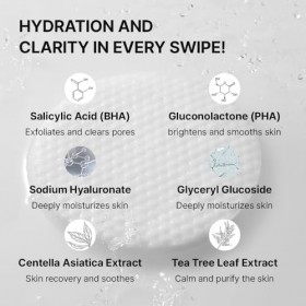 Tampons toniques exfoliants BHA et PHA, hydratation profonde, minimisation des pores Centella asiatica, théier, essence volum