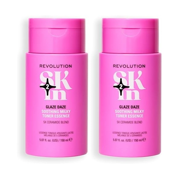 Revolution SKin, Glaze Daze Soothing Milky Toner Essence, Tonico Lenitivo e Idratante con Ceramide, Vegano e Cruelty-Free, 15...