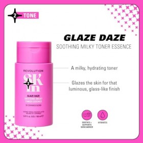 Revolution SKin, Glaze Daze Soothing Milky Toner Essence, Tonico Lenitivo e Idratante con Ceramide, Vegano e Cruelty-Free, 15...