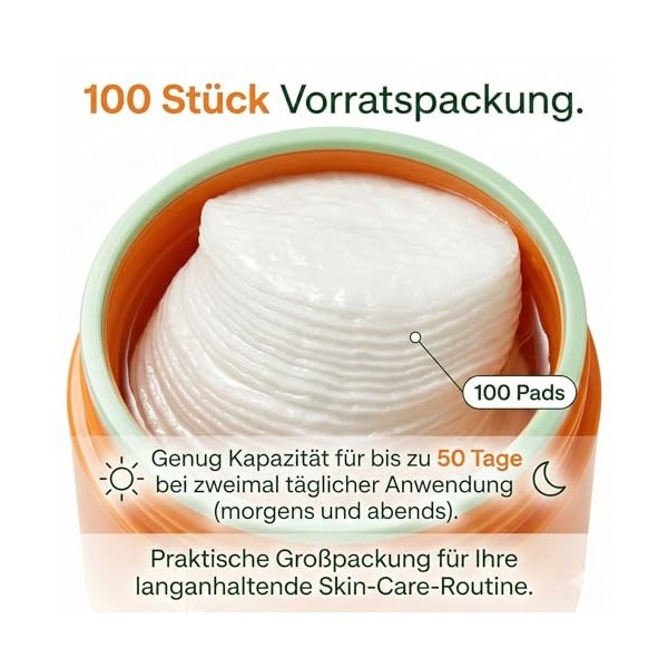 Toner Pads - Lot de 100 tampons hydratants en coton pour soins quotidiens de la peau - Soin doux pour un teint plus uniforme 