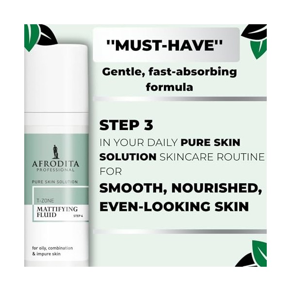 Afrodita Professional Tonique tonique pour le visage pour zone T - Matifiant et affinant les pores - Avec acide salicylique, 