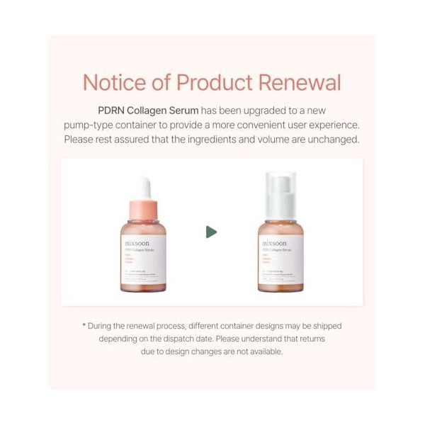 mixsoon PDRN Collagen Serum – PDRN à base de riz et peptides d’origine végétale, soin hydratant et raffermissant haute viscos