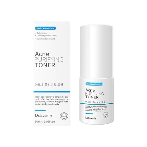 DEleventh Tonique purifiant lacné de marque coréenne 30 ml / avec acide salicylique et extraits botaniques pour anti-acné, a