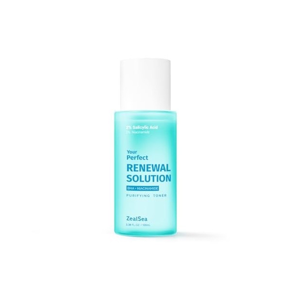 ZealSea Tonique Acide Salicylique, Anti-points noirs, Exfoliant Liquide BHA CICA, format voyage 100ml , Réduit les Pores, Sa ...