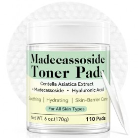 Toner Pad à la centella asiatica, Toner Visage, Exfoliation Douce, Soin Apaisant pour Peau Rouge, Hydratation et Pores, Tampo