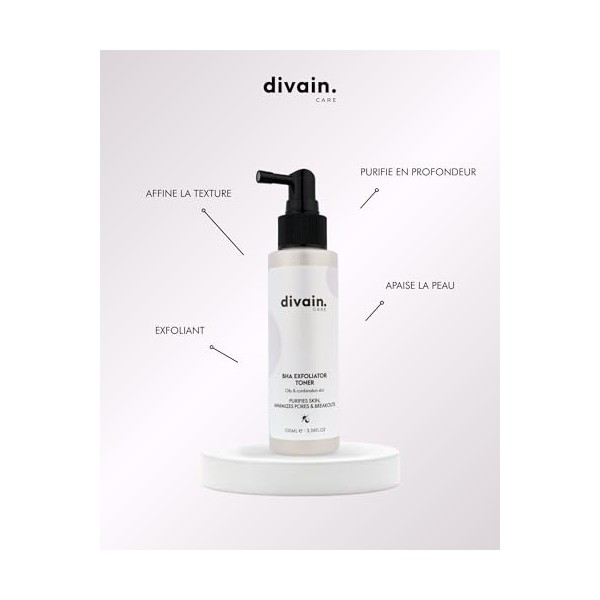 Tonique Exfoliant à lAcide Salicylique 100ml, Minimise les Pores, Points Noirs et Acné | Peau Grasse et Mixte | Vegan | BHA 