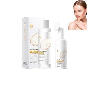 Dyceittdia Eau de Riz pour le Visage, 120ml Tonique au lait de riz et 120ml Mousse nettoyante au riz, Raffermissant, Lotion a