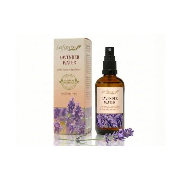 Saflora Spray deau de lavande naturelle 100 ml – Spray rafraîchissant pour le visage, spray corporel et soin des cheveux