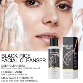 Tonique Éclat au Riz Noir, Hydratation Profonde et Apaisement Intense pour Visage, Équilibre Hydrolipidique et Réduction des 