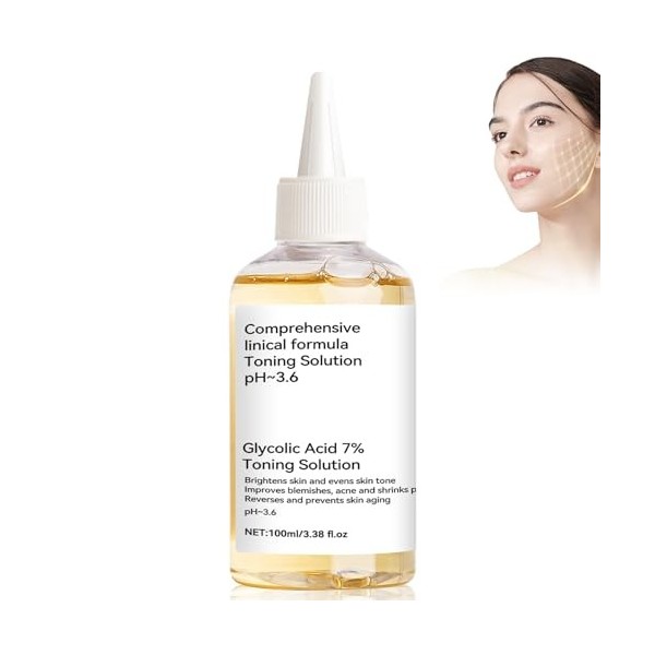 AstraVox Toner Visage à lAcide Glycolique 7%, Exfoliant à lAcide Glycolique, Rétrécit Les Pores, Élimine lAcné, Contrôle L