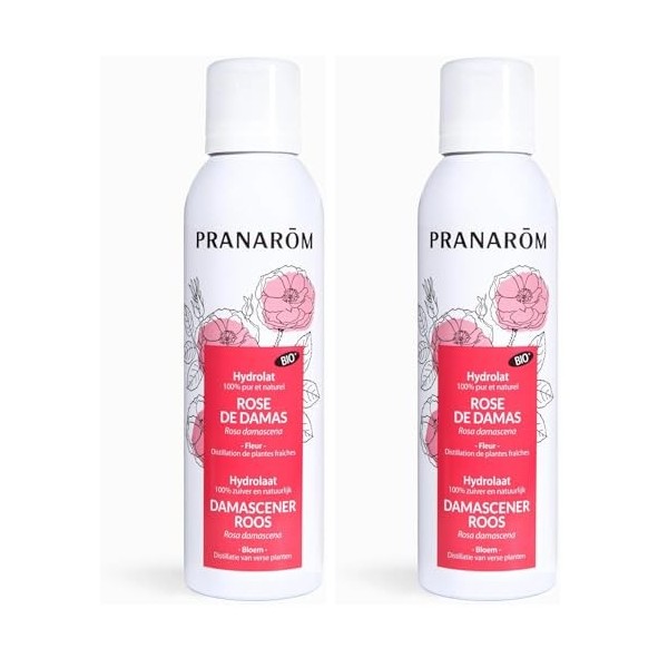 PRANARÔM - Eau Florale de Rose de Damas BIO – Tonifiant, Ravive léclat de la peau - Hydrolat 100% Pur et Naturel - 150 ML L L...