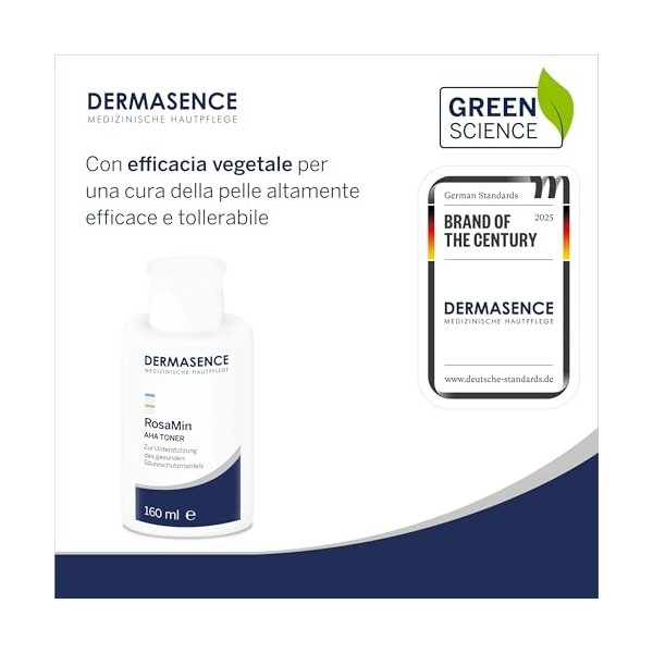 DERMASENCE RosaMin AHA Toner zur Unterstützung des gesunden Säureschutzmantels, 160 ml Solution