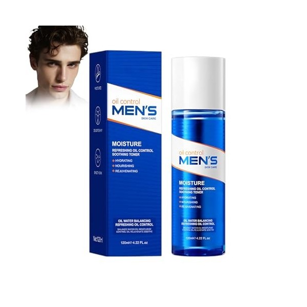 Tonique Pour Le Visage Pour Homme 120ml, Lotion Tonique Visage, Minimise Les Pores, Huile De Contrôle Rafraîchissante Non Col